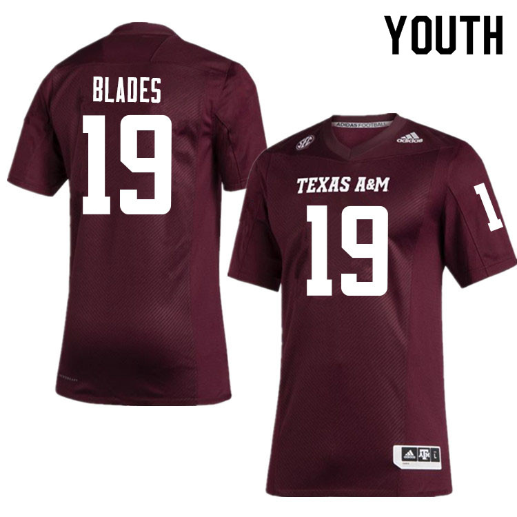 Youth #19 Elijah Blades Texas A&M Aggies College Football Jerseys Sale-Maroon - Click Image to Close
